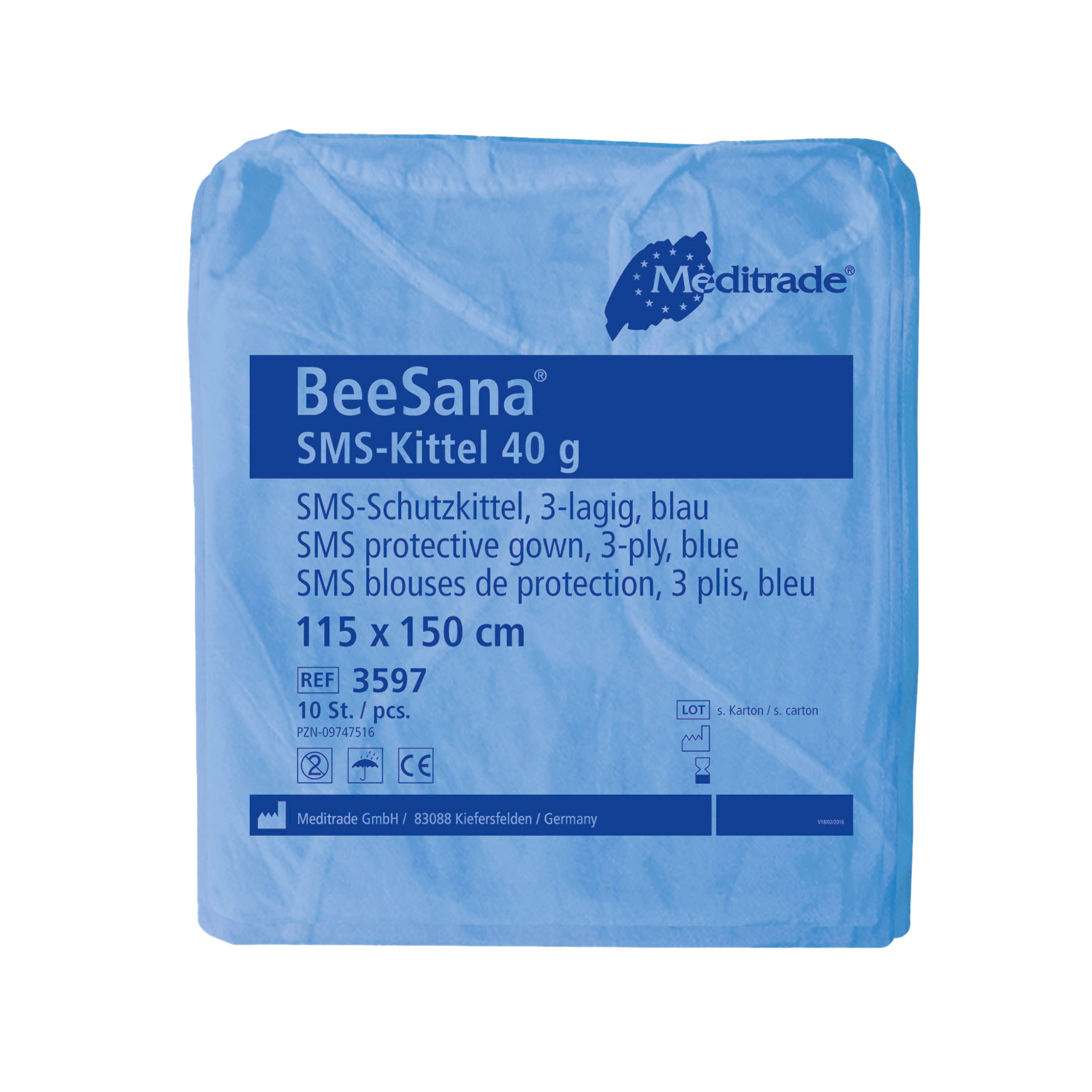 BeeSana SMS-Kittel 40g 115x150cm blau, 10 Stk.