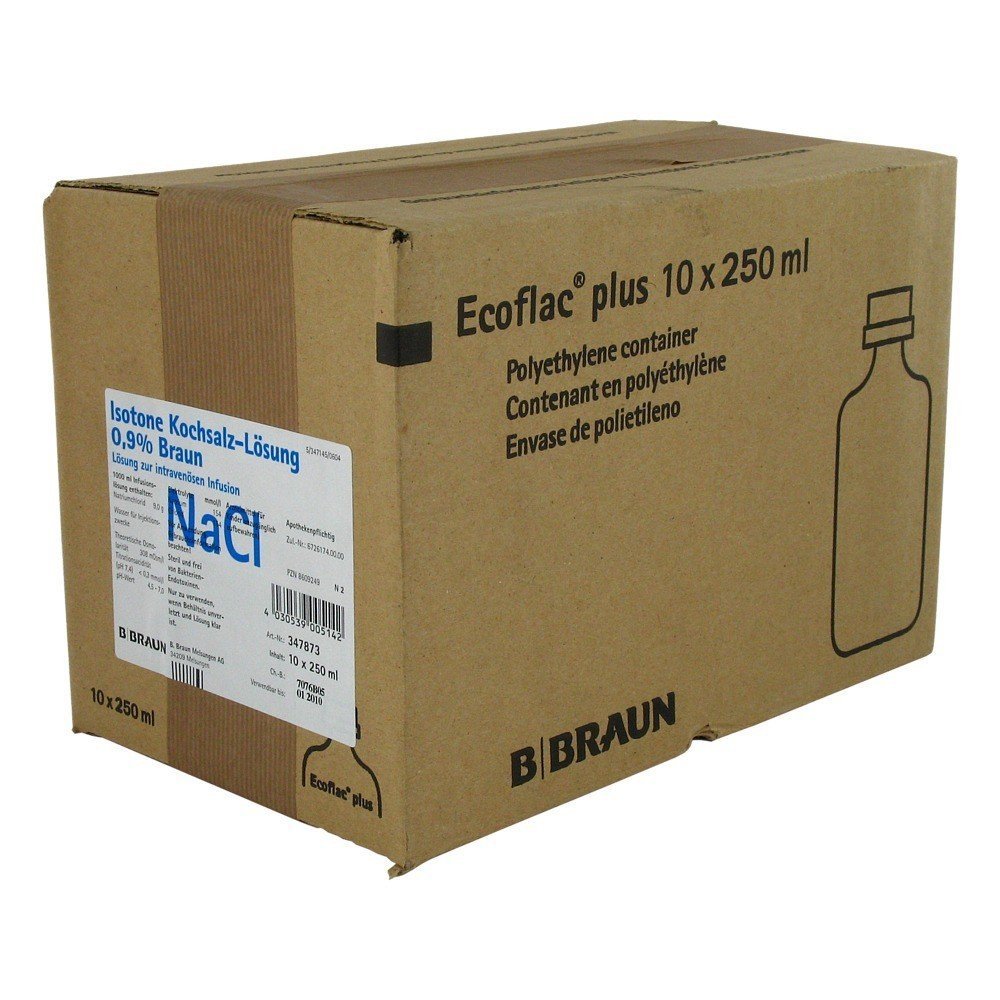 Kochsalzlösung 0,9% B. Braun Ecoflac Plus, 10x250 ml