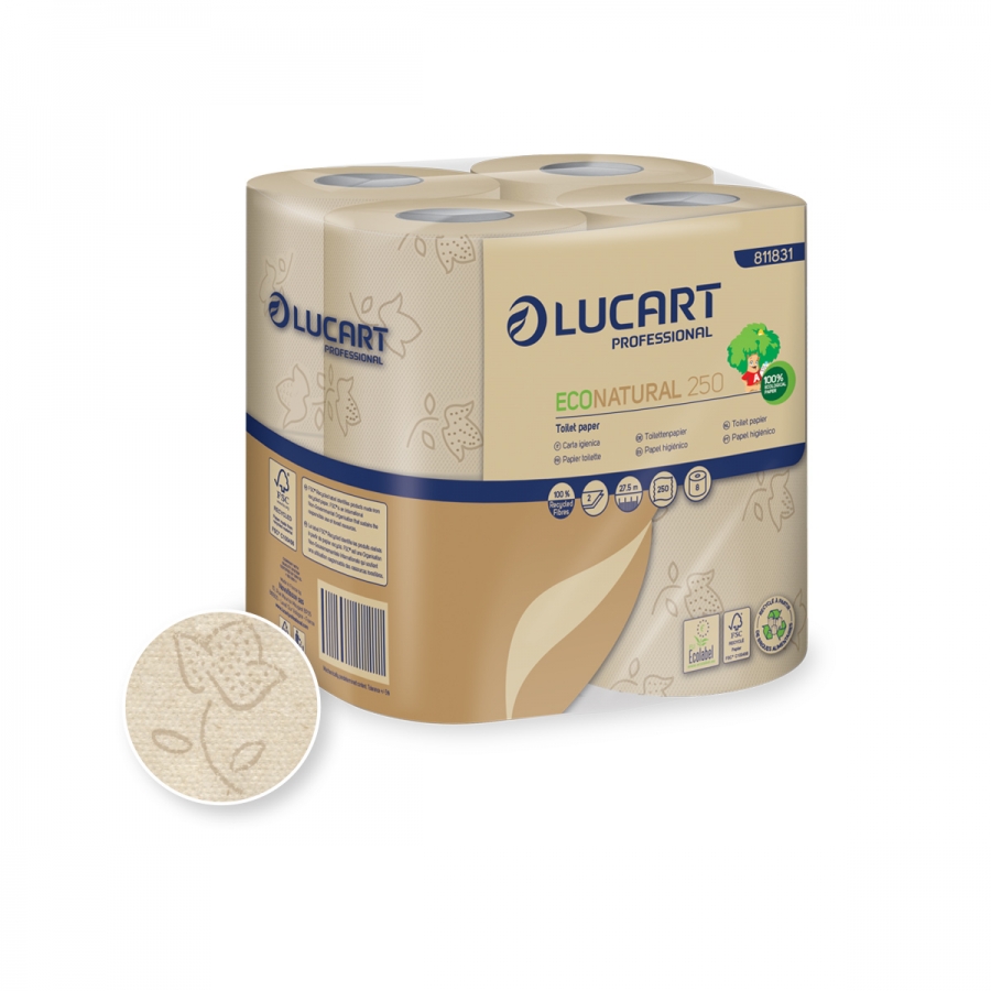 Toilettenpapier Lucart EcoNatural 250 2-lg., 8x8 Rll.