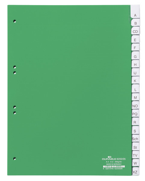 Durable Register A4 grün PP A-Z, 20 Stk.
