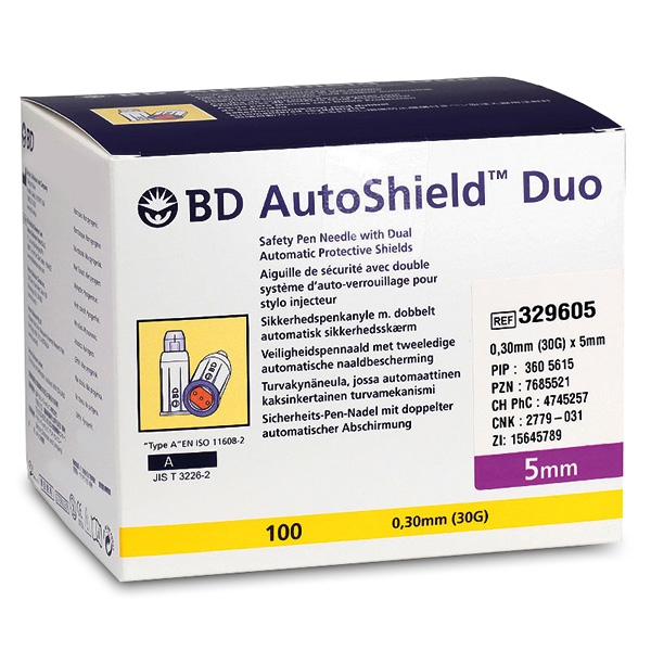 BD AutoShield Duo Sicherheits-Pen-Nadeln 0.30x5 mm, 100 Stk.