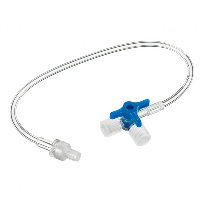 Discofix Dreiwegehahn LL blau + Schlauch, 50 Stk.