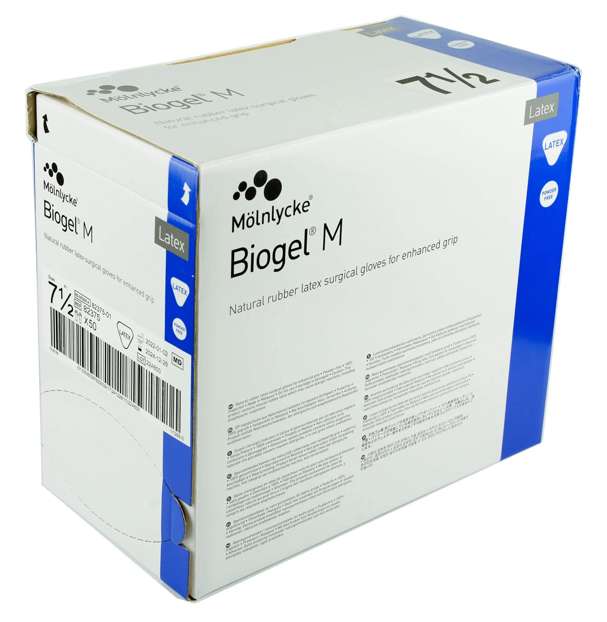 Biogel M OP-Handschuhe Latex puderfrei Gr. 7,5, 50 Paar
