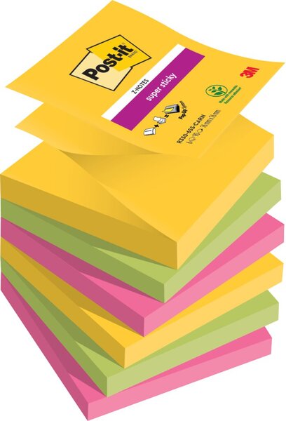 Haftnotizen Post-it Z-Notes 76x76 mm neon, 6x100 Blatt