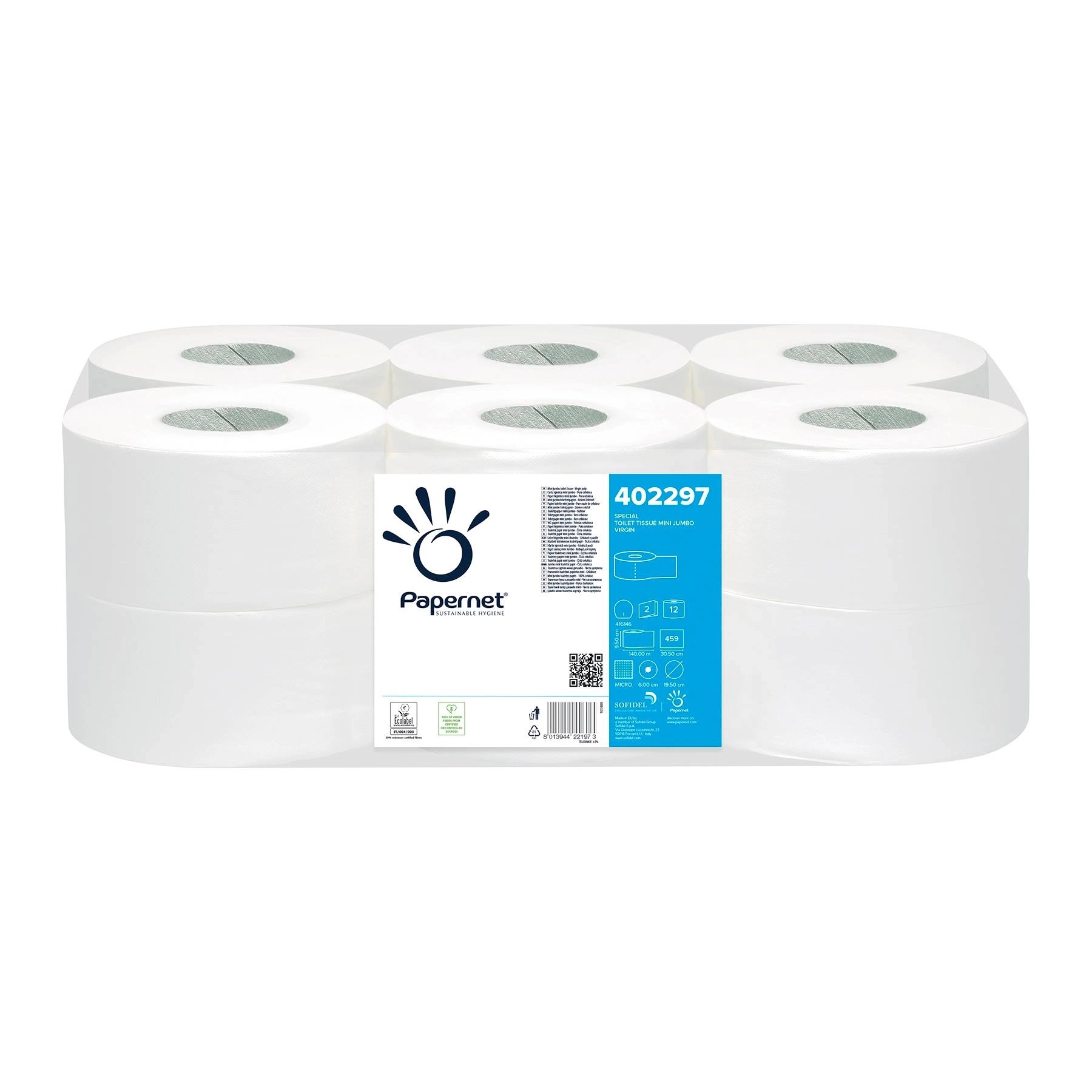 Toilettenpapier Mini Jumbo, Papernet, 2 lg., 12Rll.