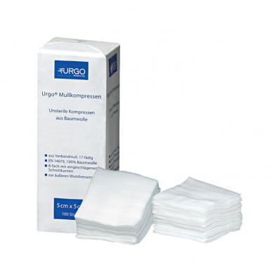 Urgo Kompressen 10x10 cm 8-fach unsteril, 100 Stk.