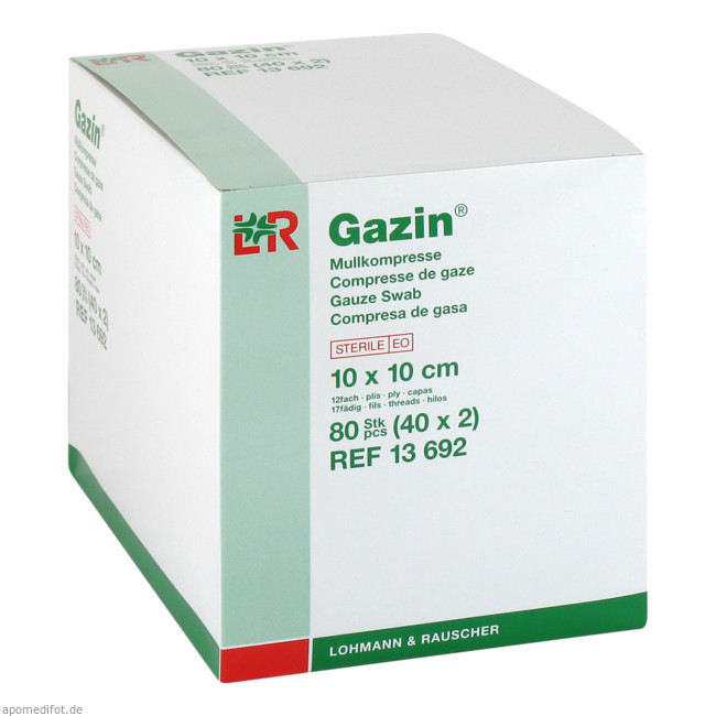 Gazin Kompressen 10x10 cm 12-fach steril, 40x2 Stk.