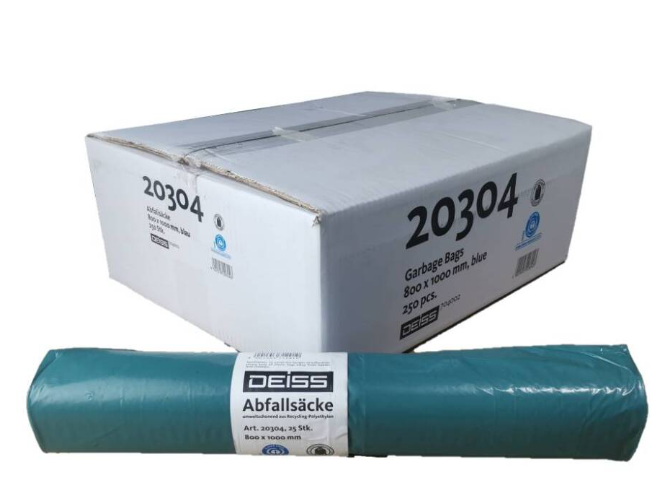 Deiss Abfallsack 140 l Recycling LDPE Typ 60 blau Rolle, 25