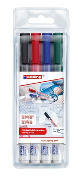 Edding CD Marker Rundspitze 0.5-1mm 4 Farben, Set