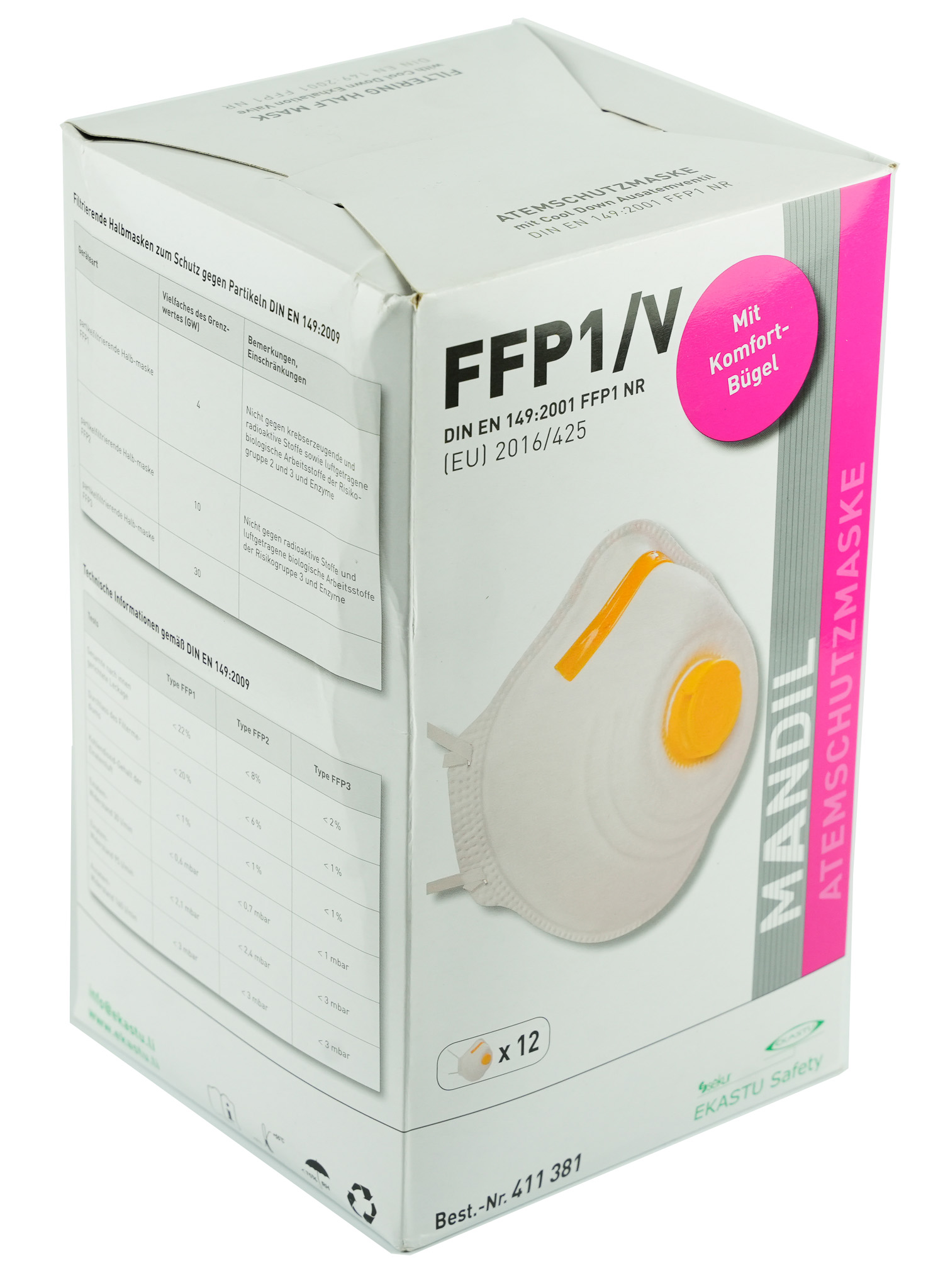 Feinstaubfiltermasken FFP1 mit Ventil, 12 Stk.