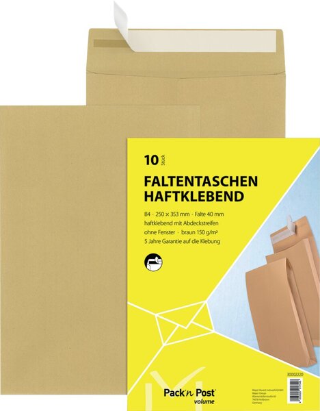 Versandtasche B4 mit Falte HK