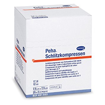 Peha Schlitzkompressen 7,5x7,5cm 12-fach steril, 25X2St
