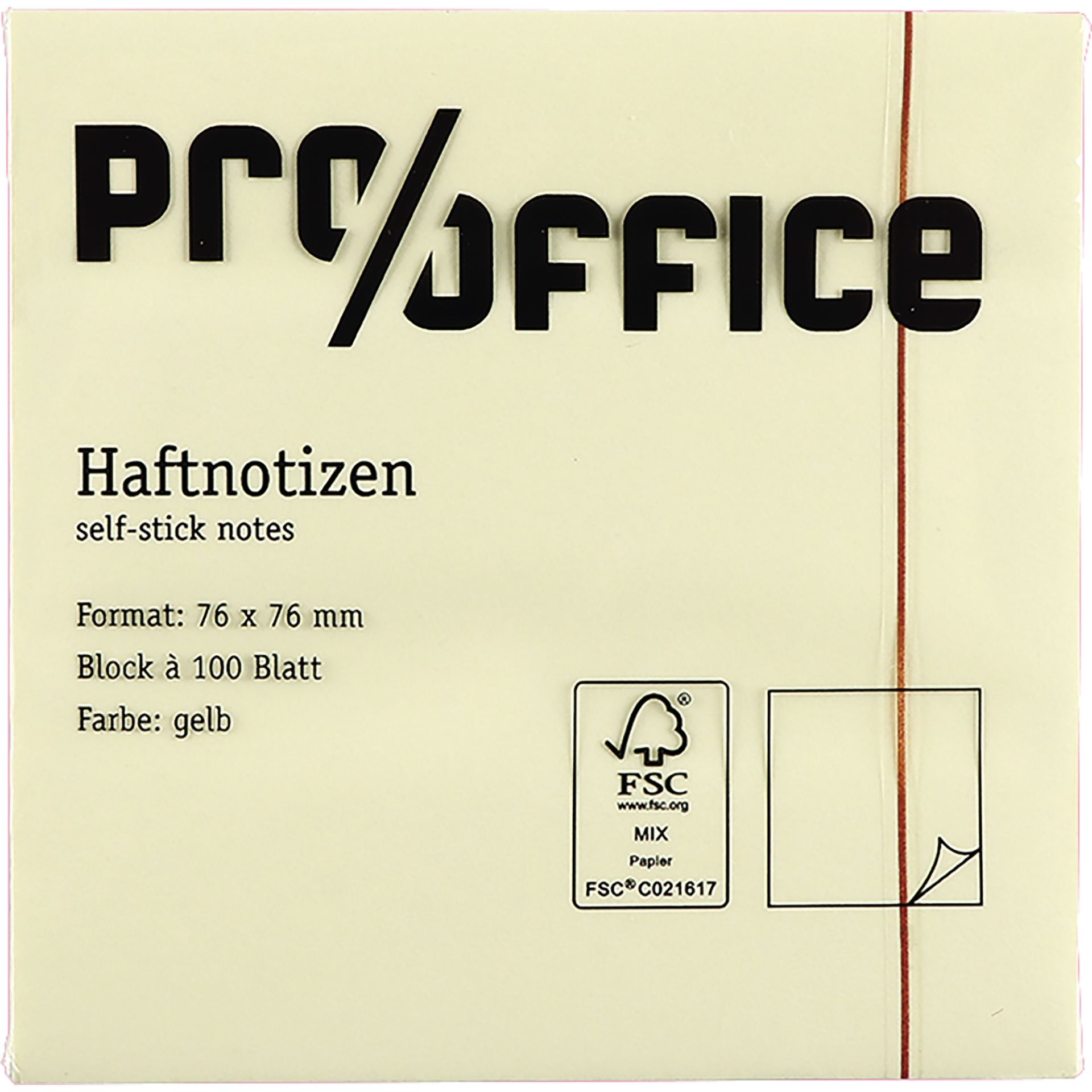 Haftnotizen Pro/Office gelb 76x76mm 12x100 Blatt