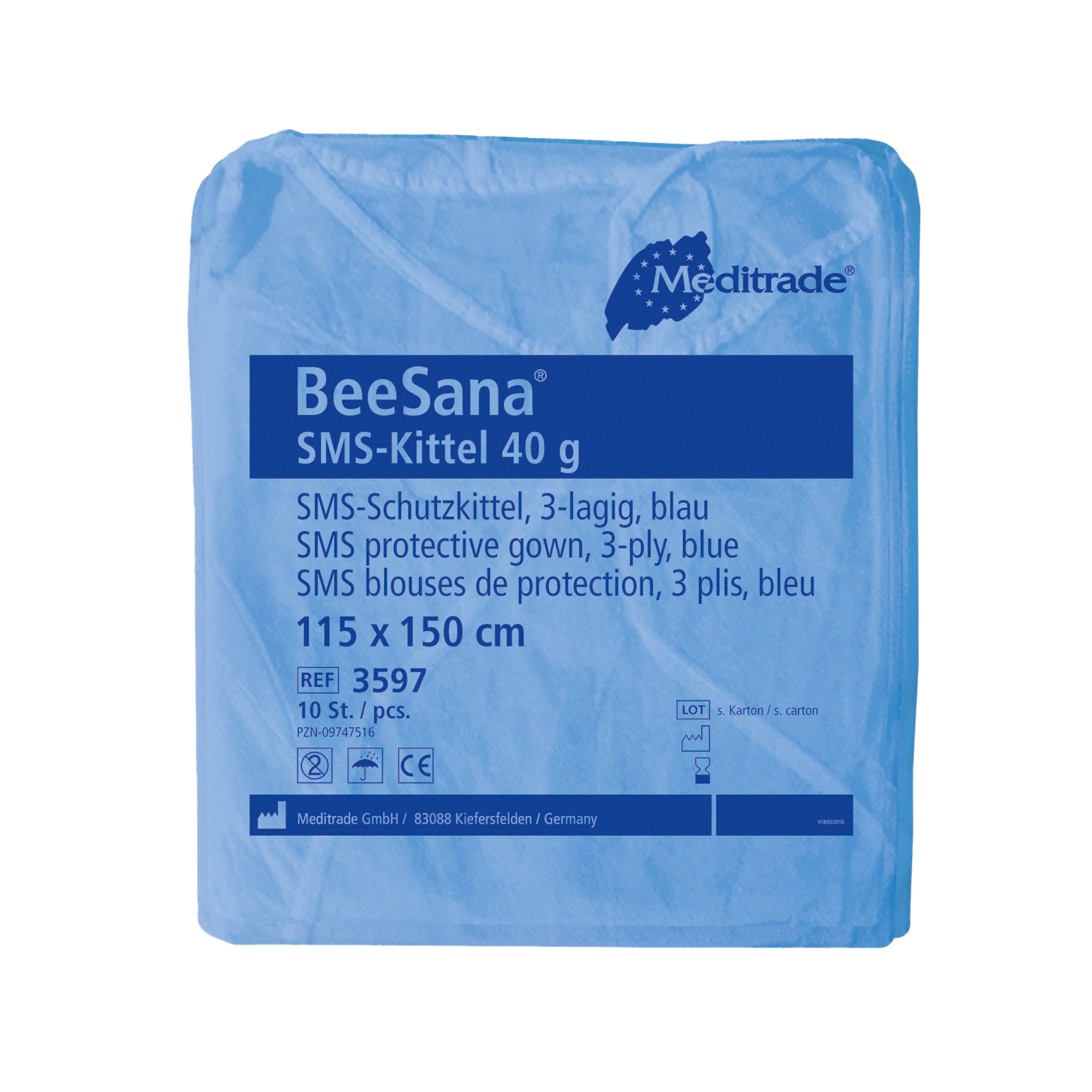 BeeSana SMS-Kittel 40g 115x150 cm blau, 10 Stk. BeeSana SMS-Kittel 40g 115x150 cm blau, 10 Stk.