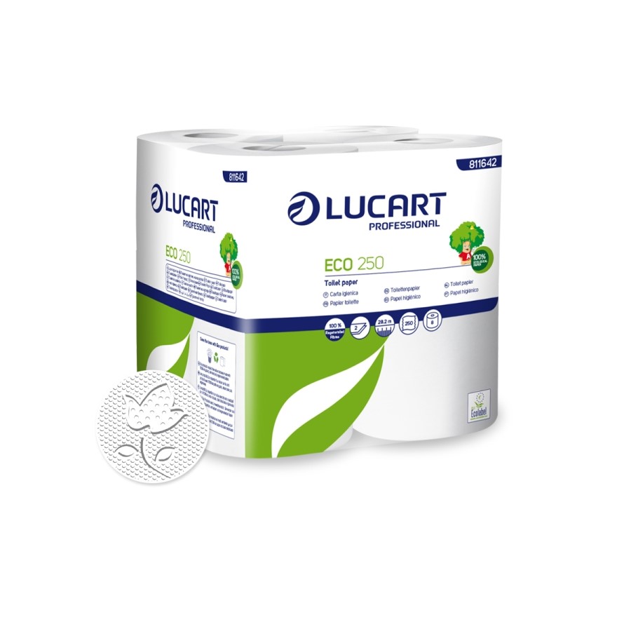 Toilettenpapier Lucart Eco 250 weiß 2-lg., 64 Rll.