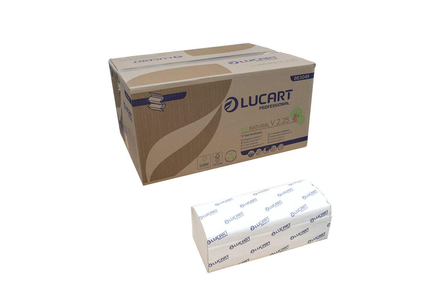 Falthandtücher Lucart EcoNatural V2.25x21cm 2-lg., 3800 Stk.