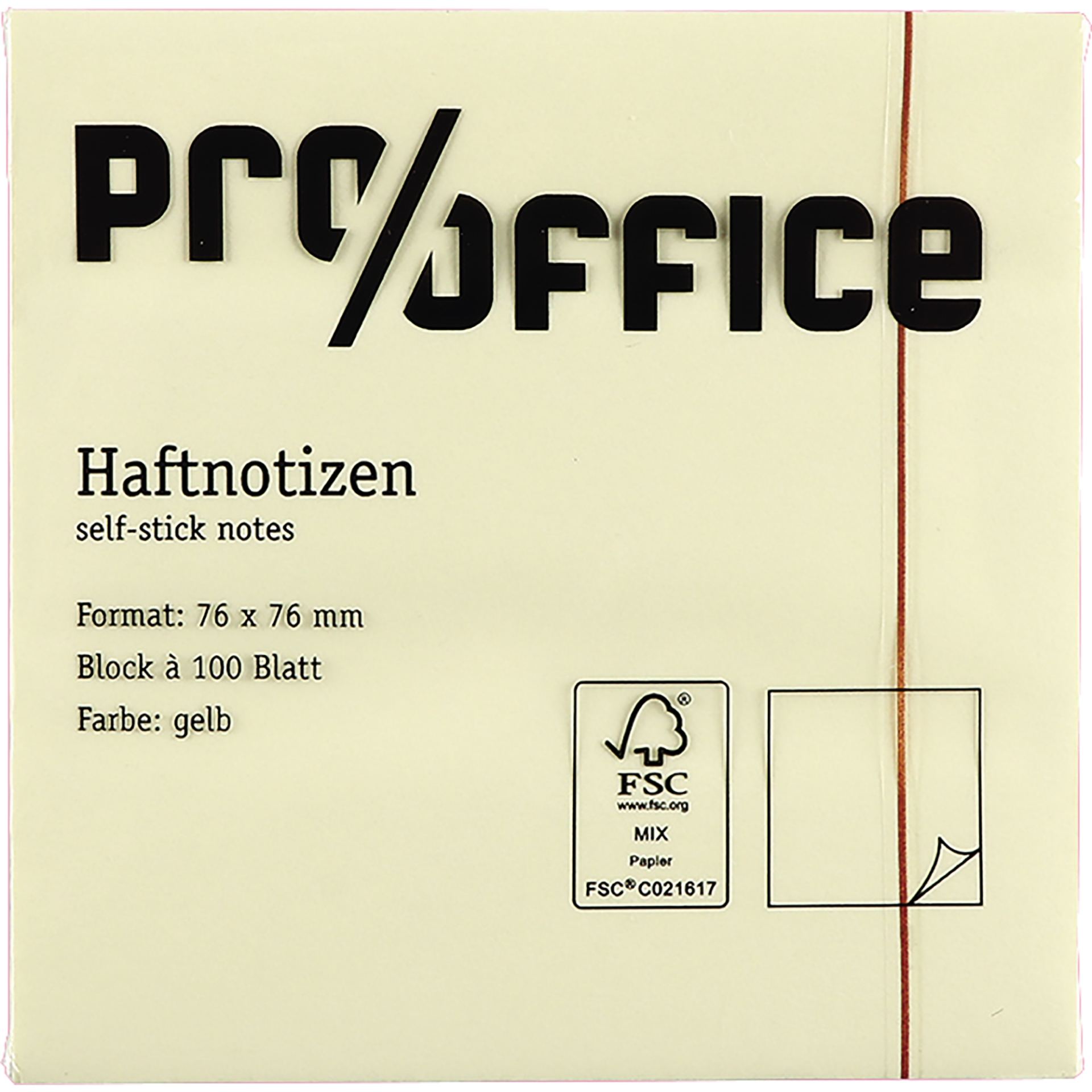 Haftnotizen Pro/Office gelb 76x76 mm 12x100 Blatt